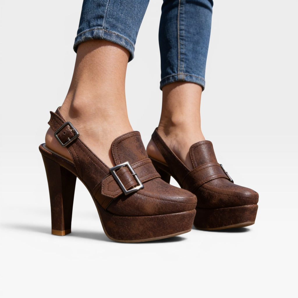 Women's Slingback Block Heel Pumps – Elegant Buckle Strap Shoes for Special Occasions