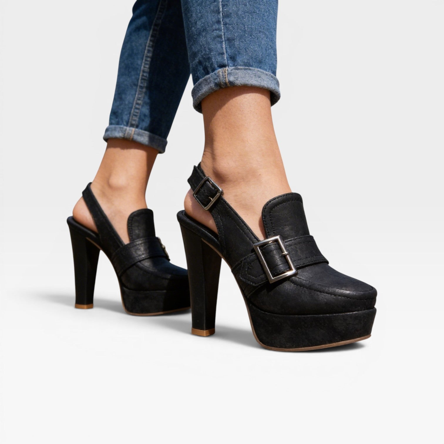 Women's Slingback Block Heel Pumps – Elegant Buckle Strap Shoes for Special Occasions