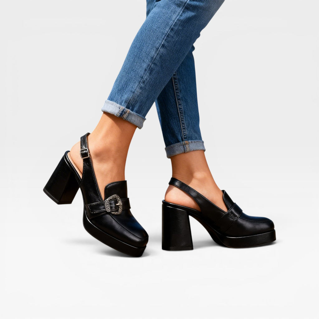 Women's Vintage Slingback Block Heel Pumps – Elegant Buckle Strap Shoes for Special Occasions
