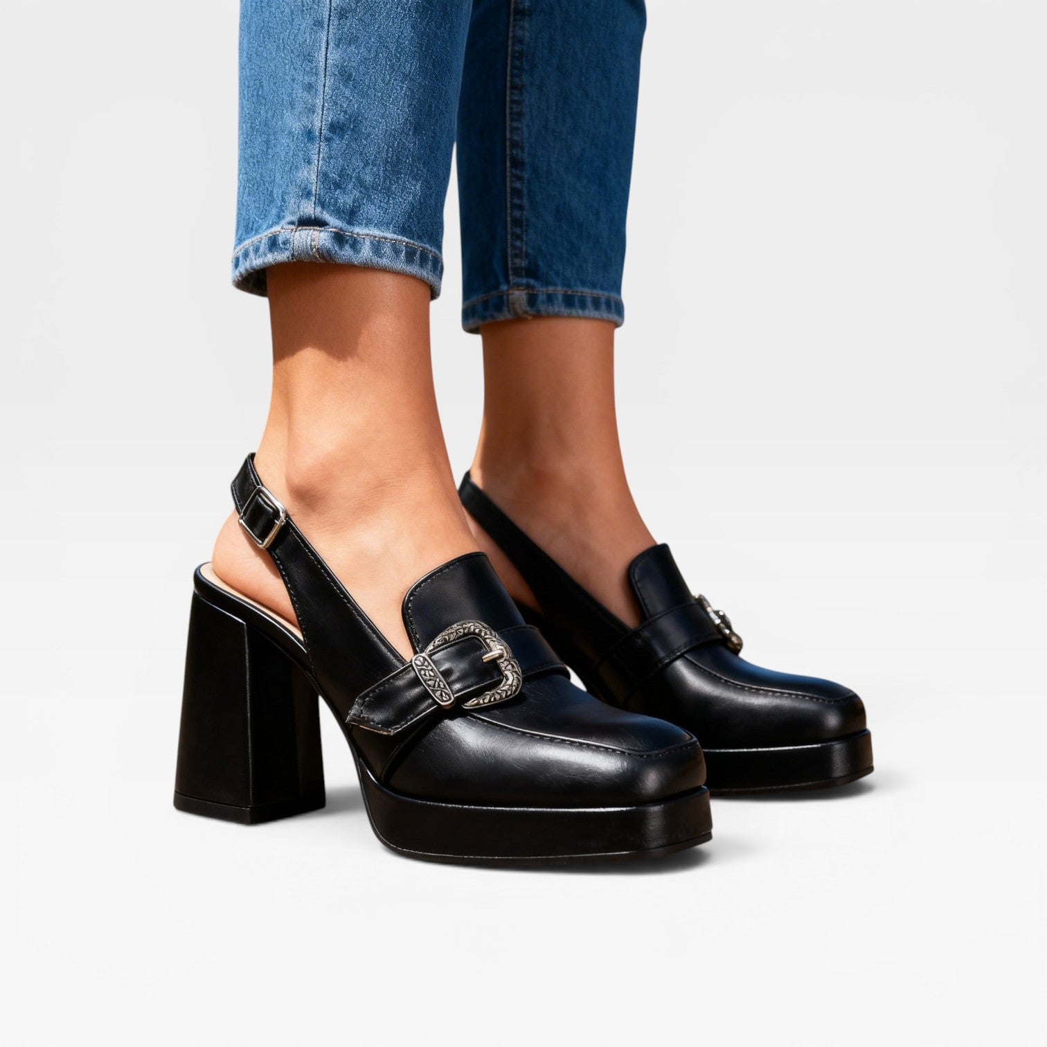 Women's Vintage Slingback Block Heel Pumps – Elegant Buckle Strap Shoes for Special Occasions