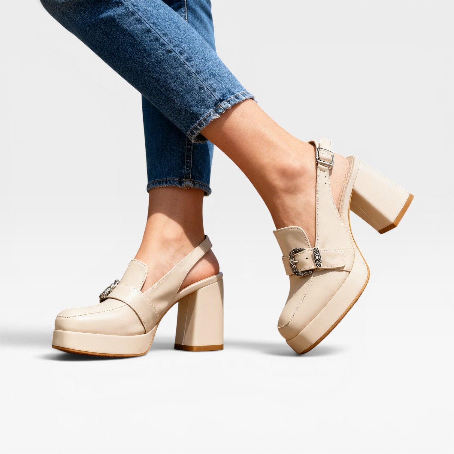 Women's Vintage Slingback Block Heel Pumps – Elegant Buckle Strap Shoes for Special Occasions