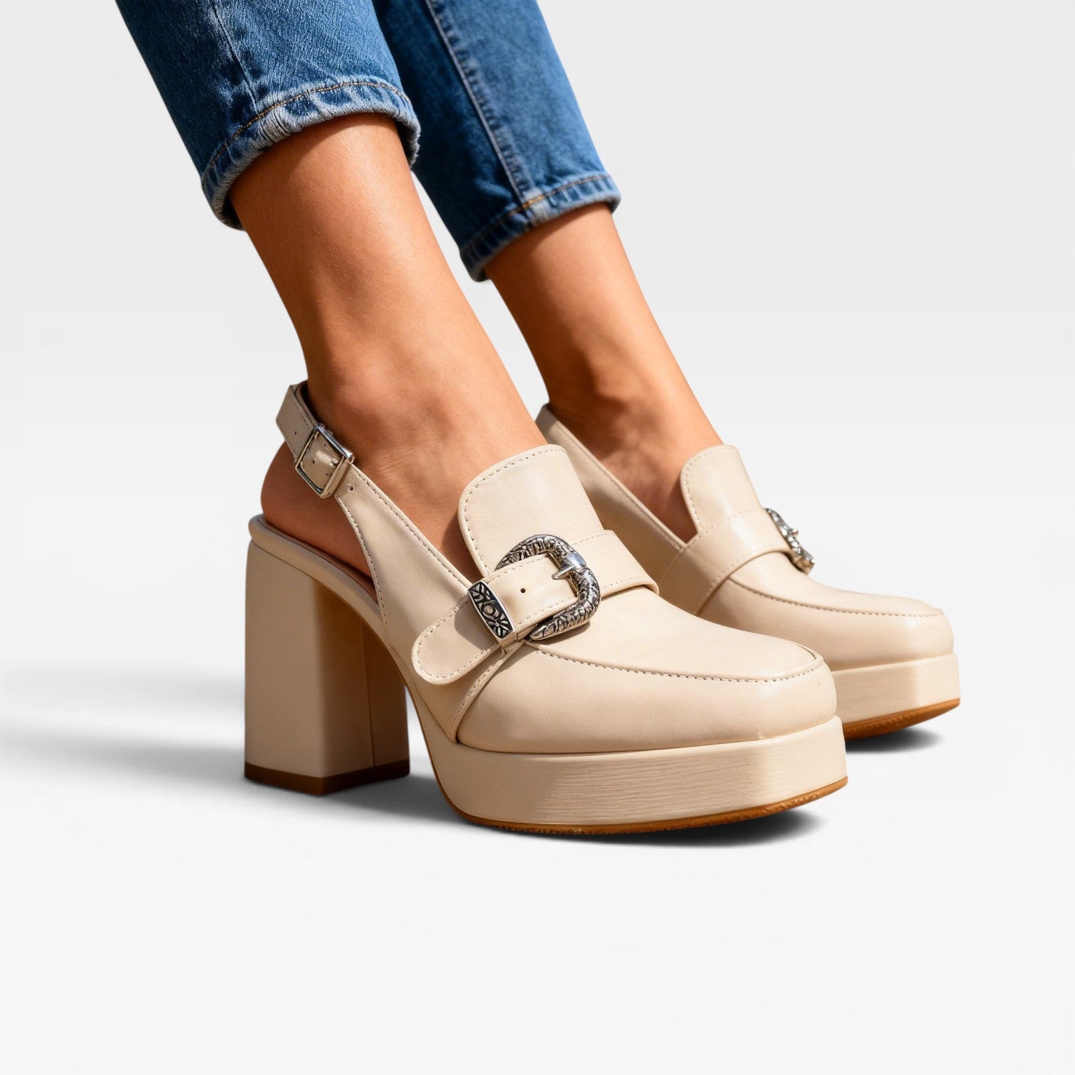 Women's Vintage Slingback Block Heel Pumps – Elegant Buckle Strap Shoes for Special Occasions