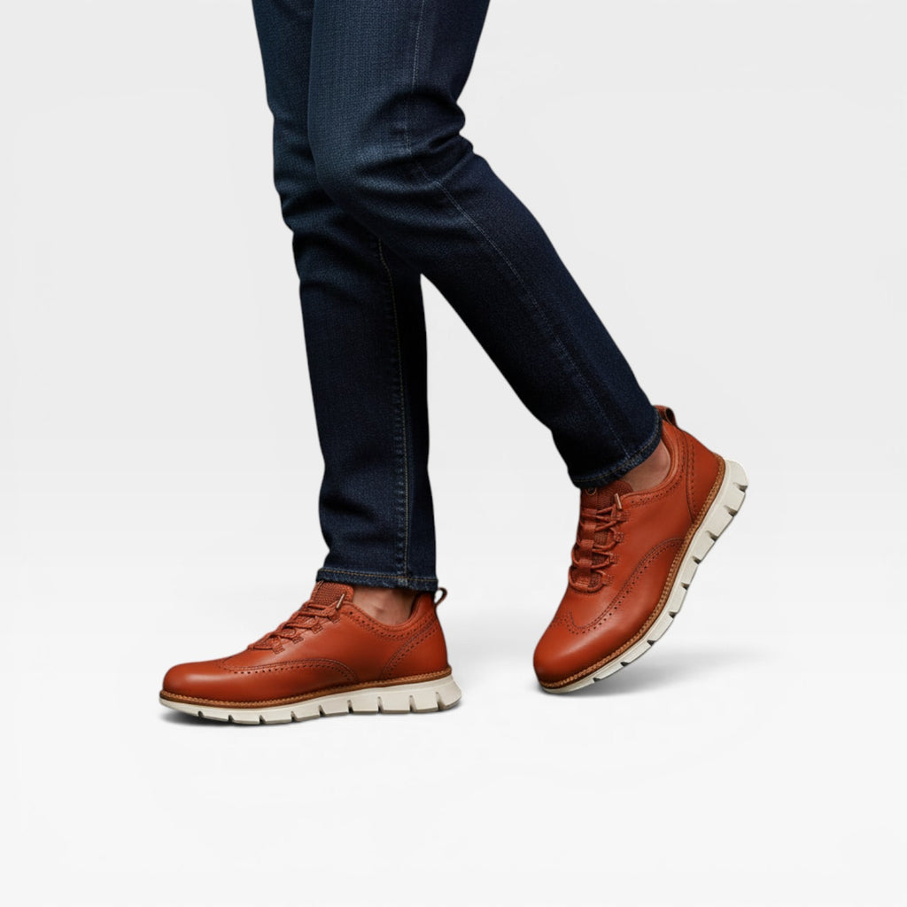 Men's Wingtip Trainers – Leather Brogue Lace Up Smart Casual Sneakers