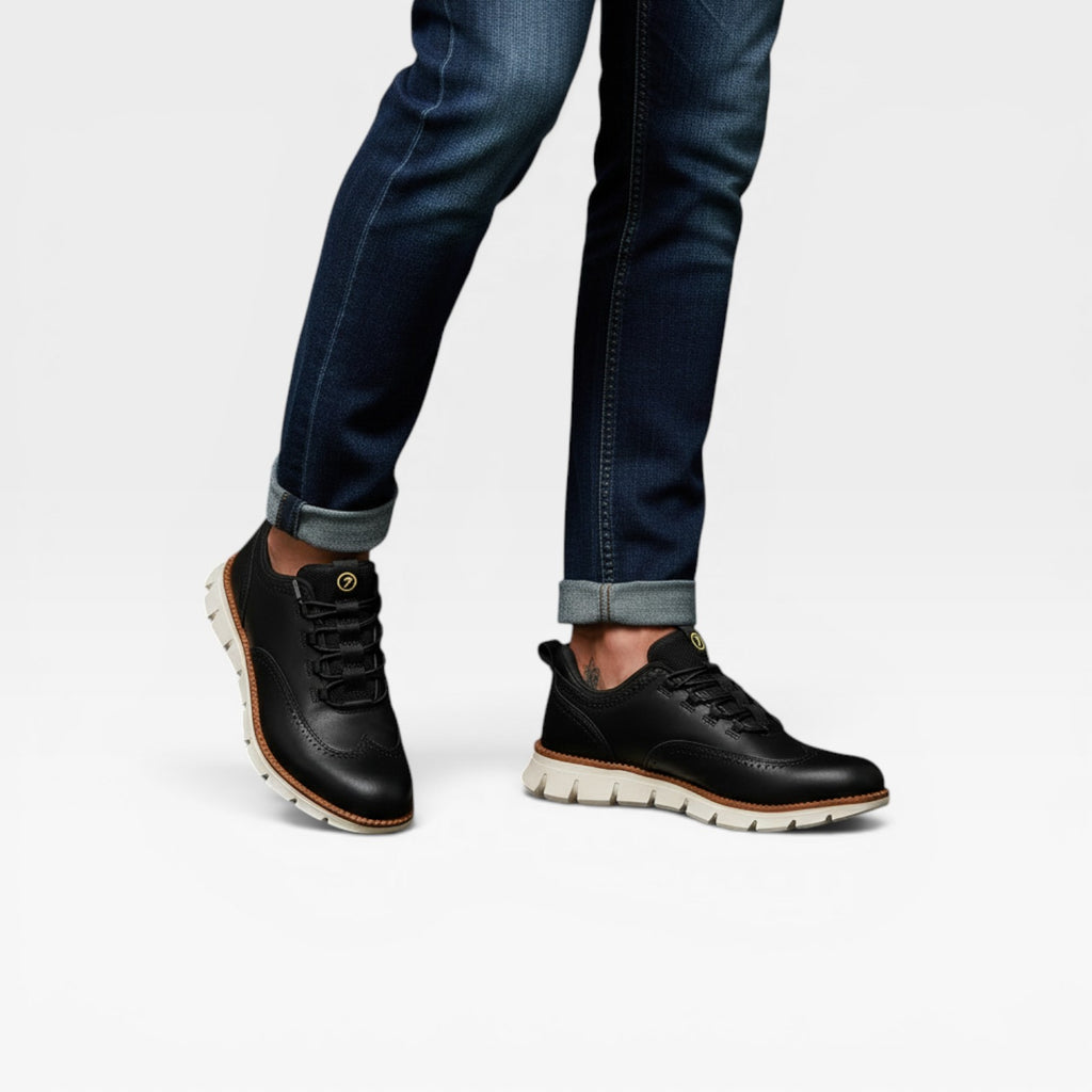 Men's Wingtip Trainers – Leather Brogue Lace Up Smart Casual Sneakers
