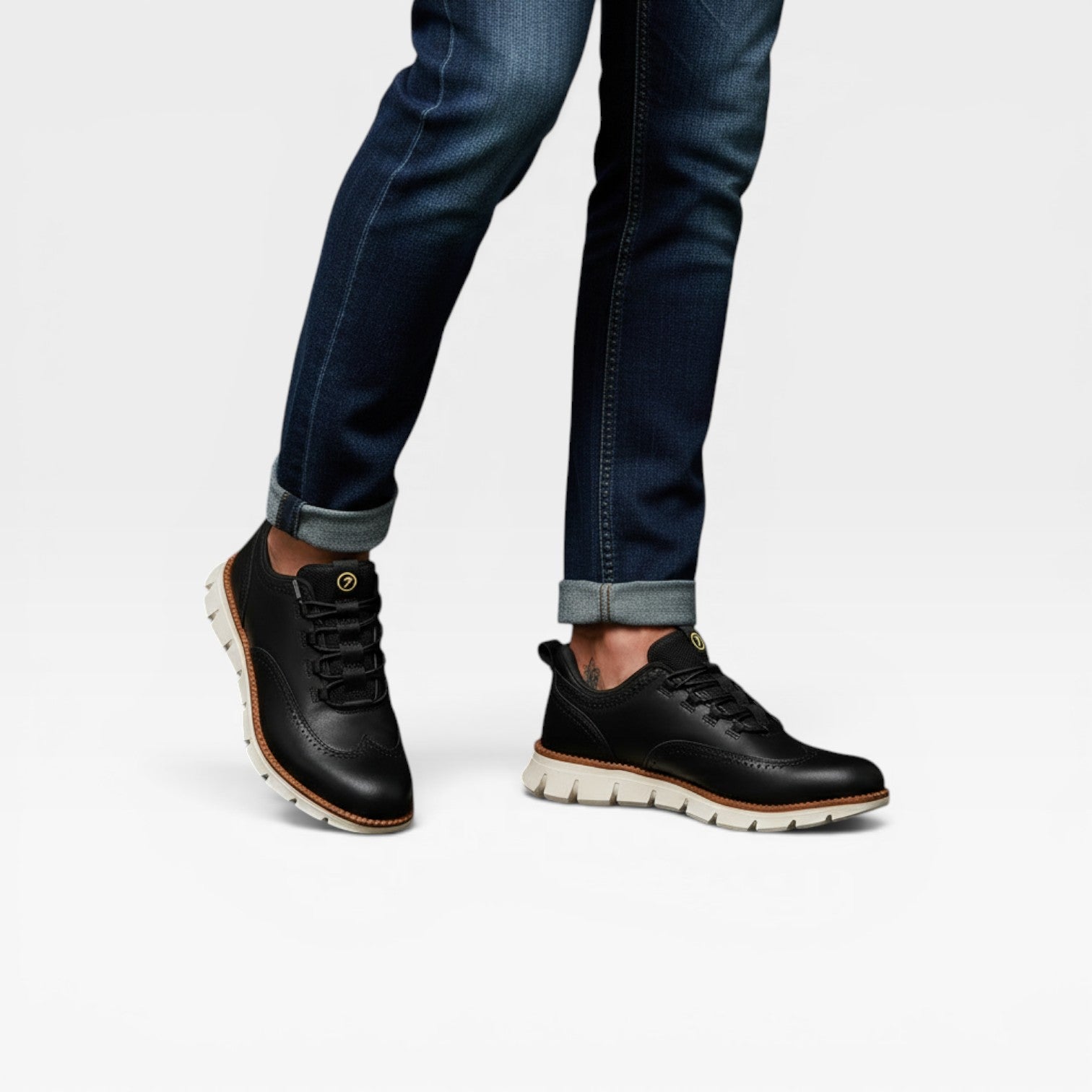 Men's Wingtip Trainers – Leather Brogue Lace Up Smart Casual Sneakers