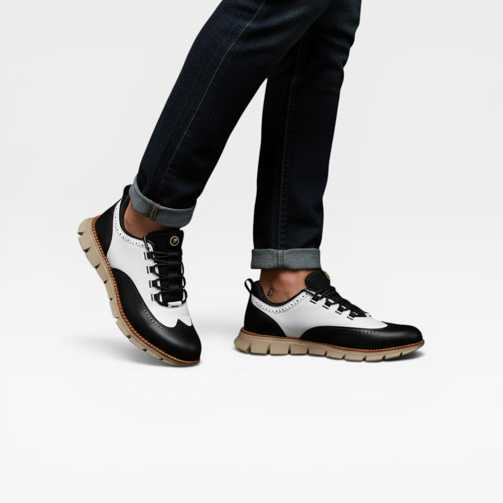 Men's Wingtip Trainers – Leather Brogue Lace Up Smart Casual Sneakers