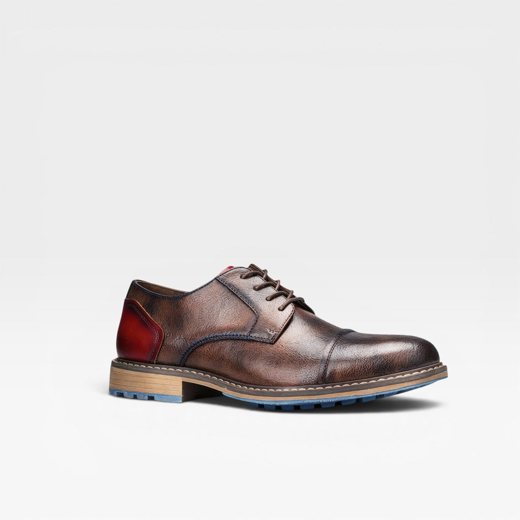 Men's Leather Cap Toe Derby Shoes – Classic Lace Up Formal Dress Shoes for Special Occasions