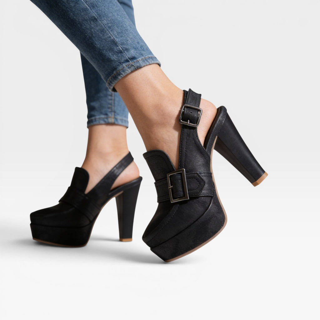 Women's Slingback Block Heel Pumps – Elegant Buckle Strap Shoes for Special Occasions