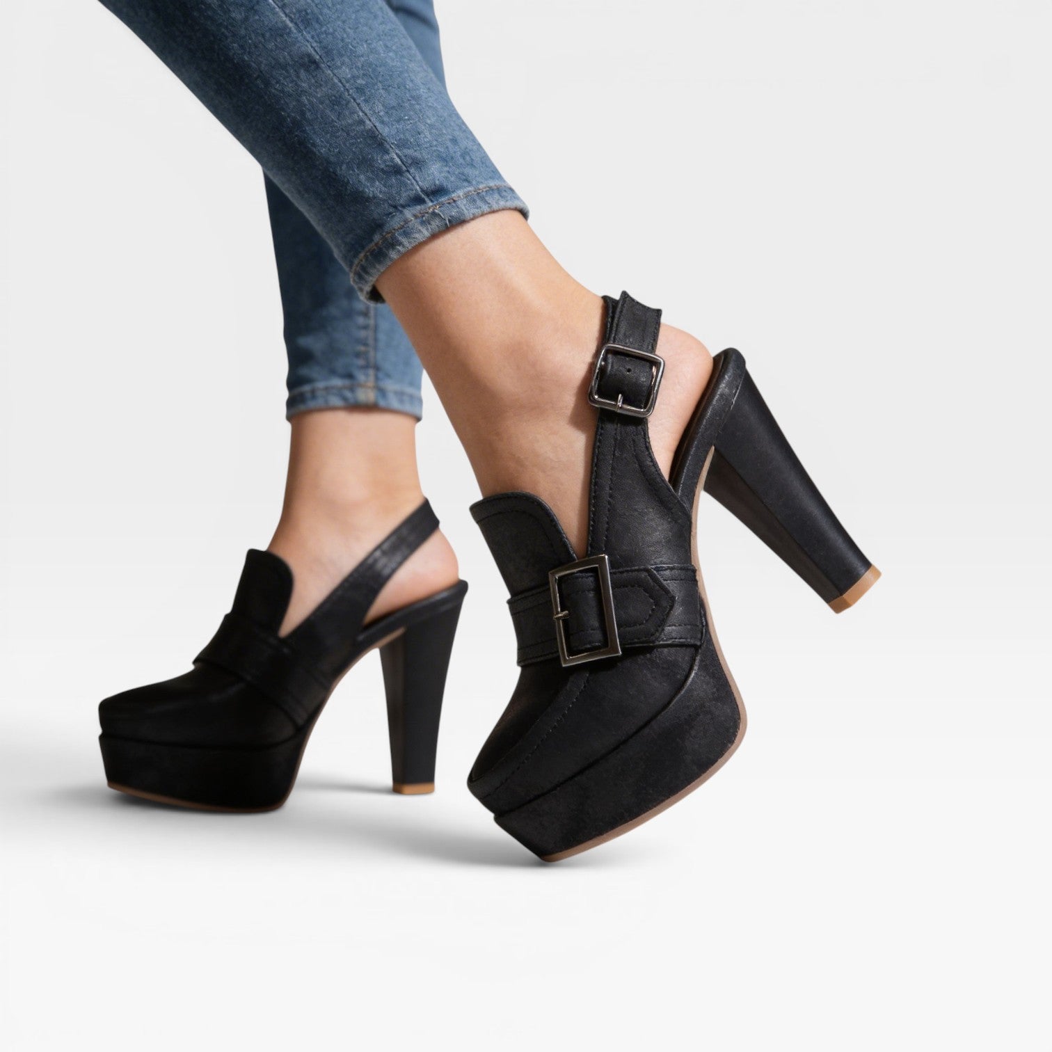 Women's Slingback Block Heel Pumps – Elegant Buckle Strap Shoes for Special Occasions