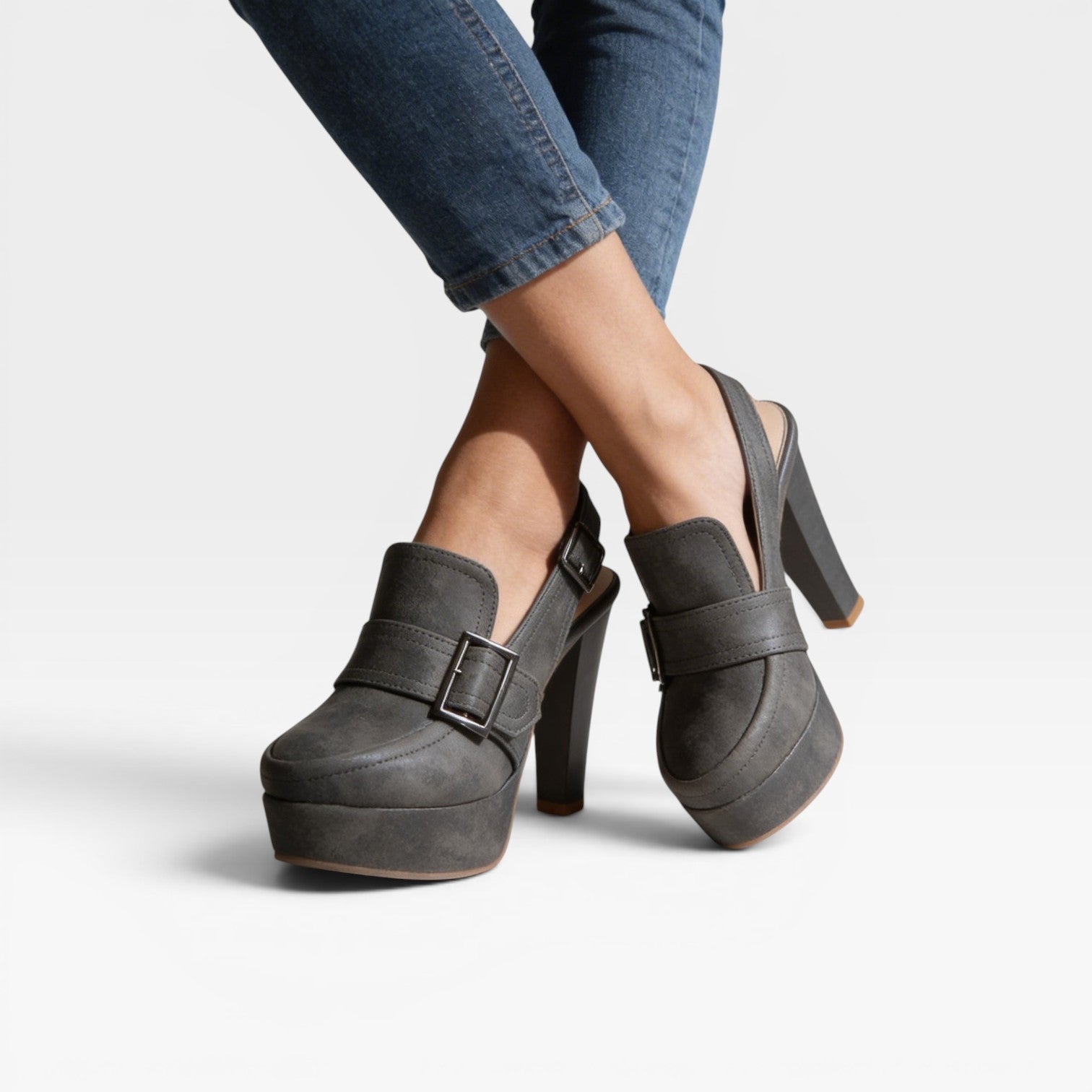 Women's Slingback Block Heel Pumps – Elegant Buckle Strap Shoes for Special Occasions