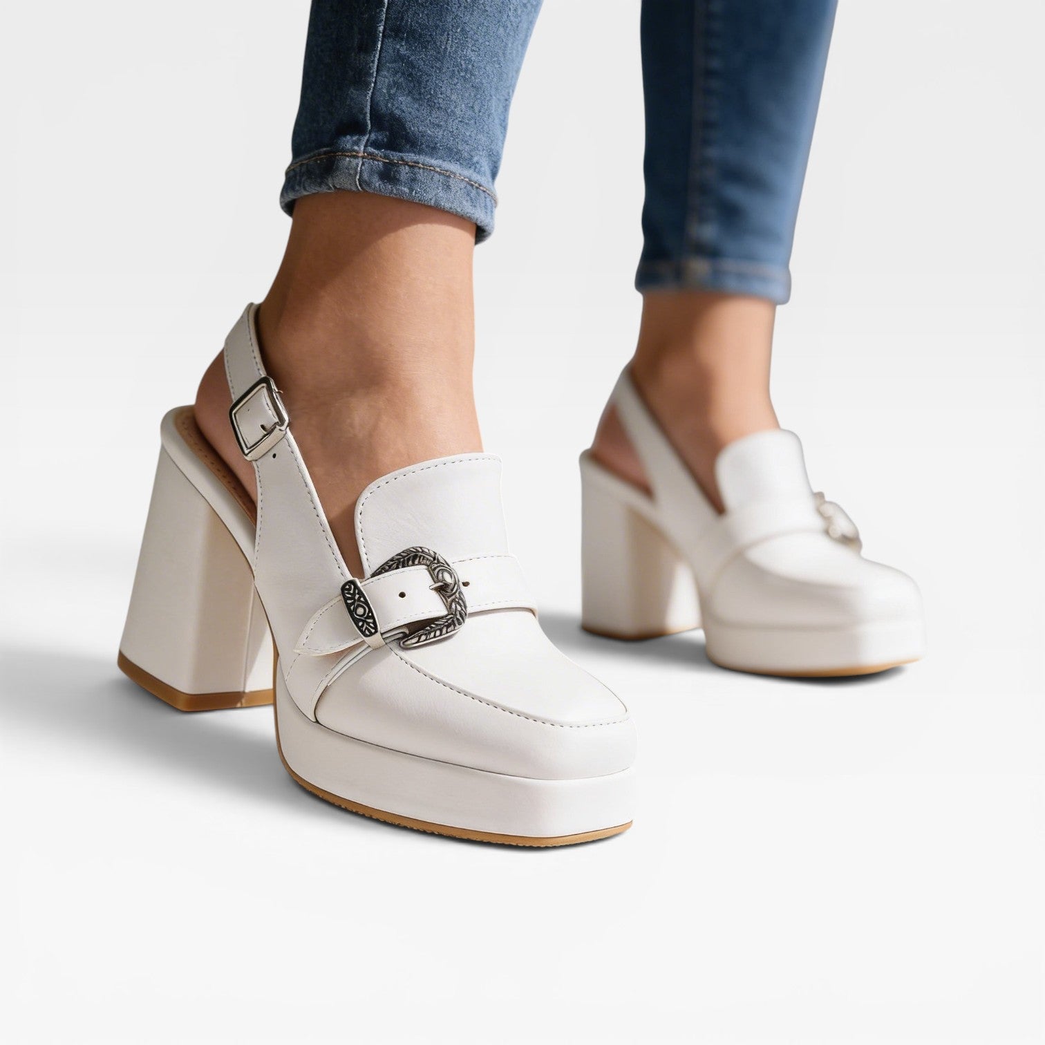 Women's Vintage Slingback Block Heel Pumps – Elegant Buckle Strap Shoes for Special Occasions