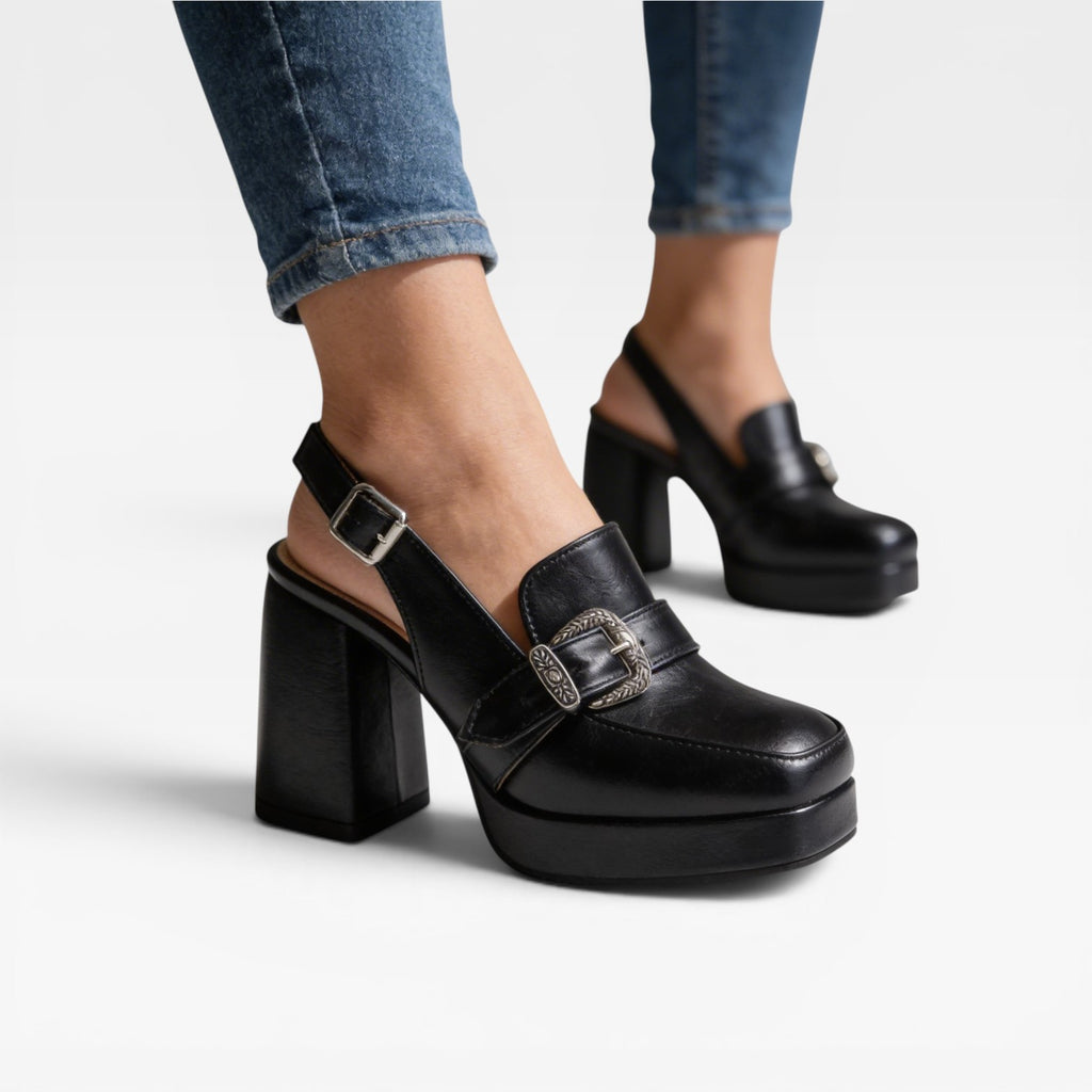 Women's Vintage Slingback Block Heel Pumps – Elegant Buckle Strap Shoes for Special Occasions