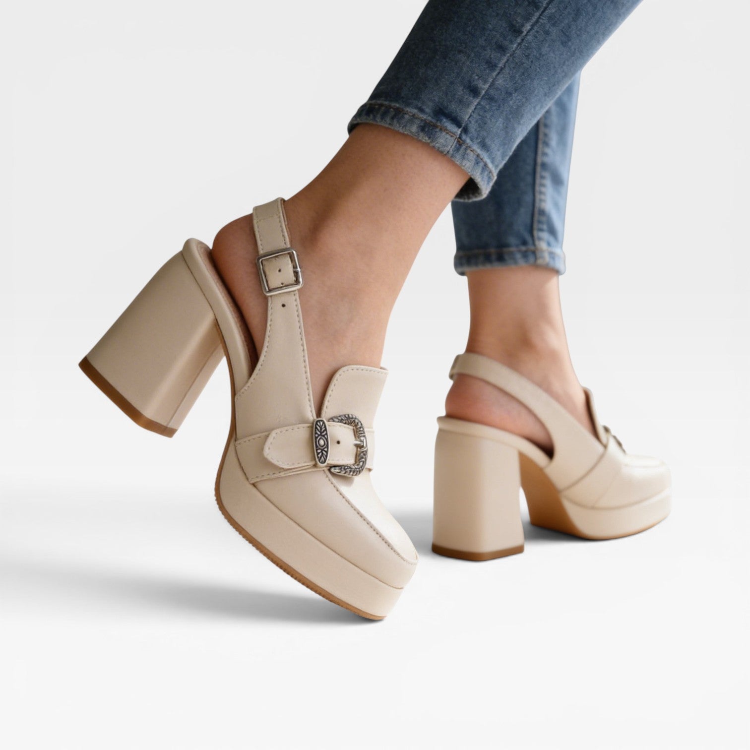 Women's Vintage Slingback Block Heel Pumps – Elegant Buckle Strap Shoes for Special Occasions