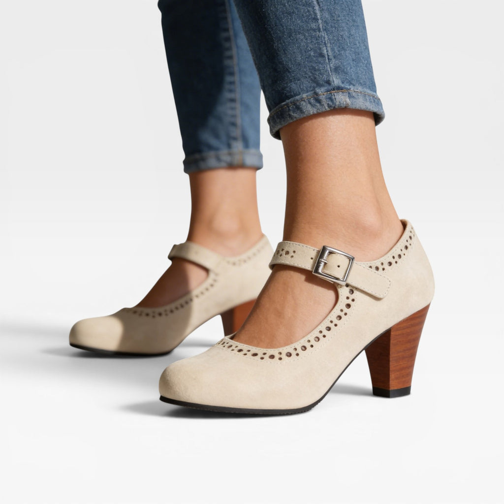 Women's Vintage Brogue Mary Jane Pumps – Elegant Buckle Strap Block Heel Shoes for Special Occasions
