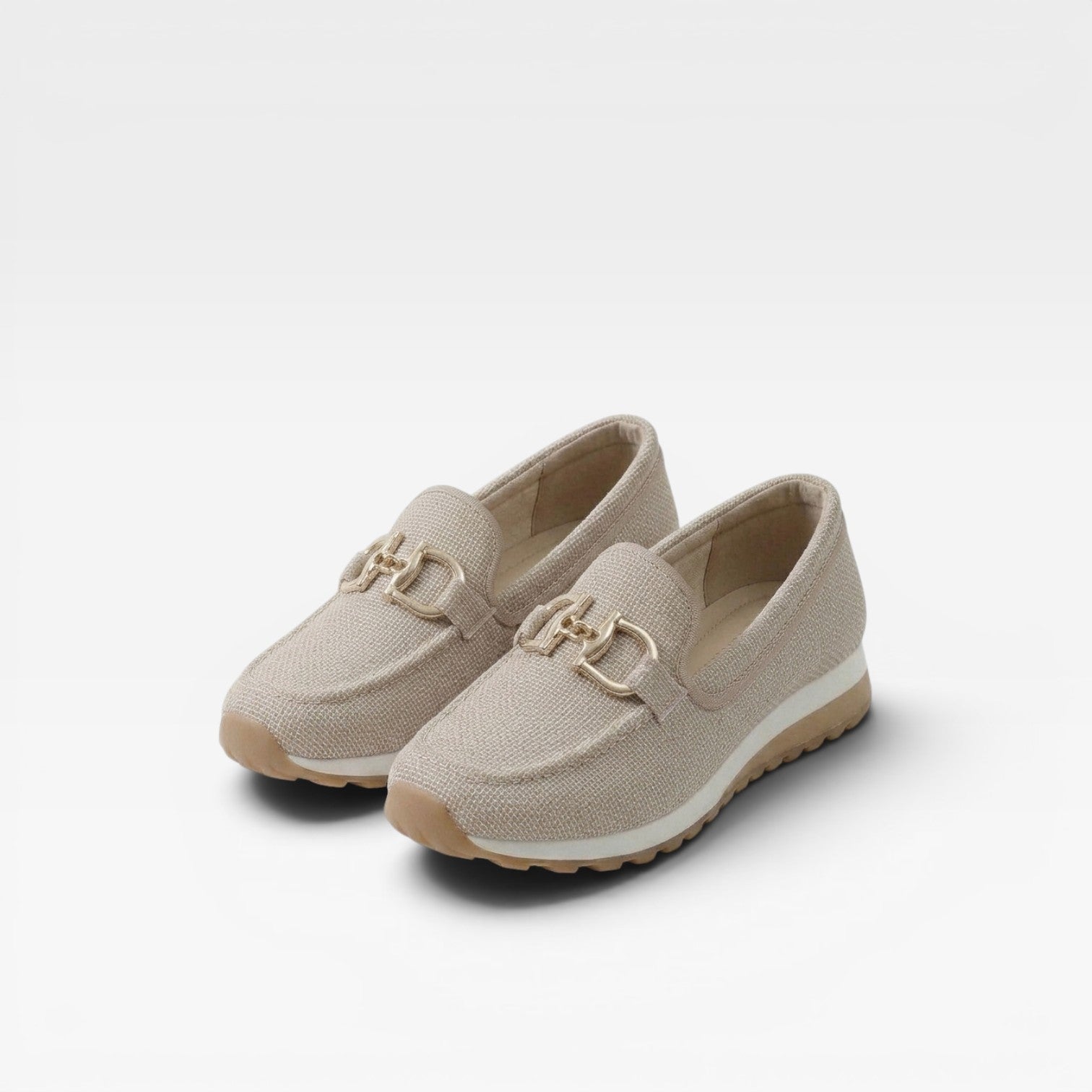 Baskets mocassins en maille pour femmes – Chaussures confort rembourrées avec boucle dorée