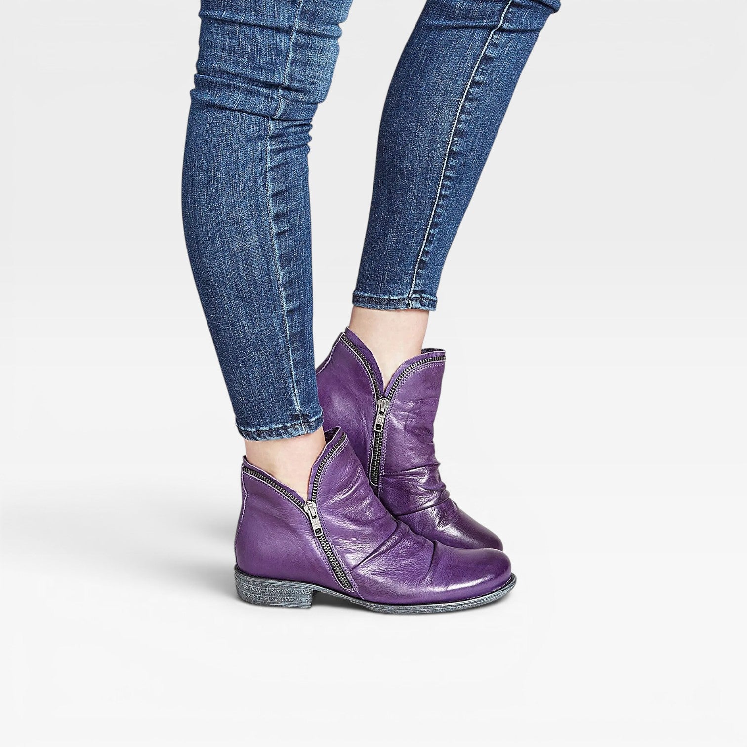 Women's Leather Ankle Boots – Side Zip Comfort Booties