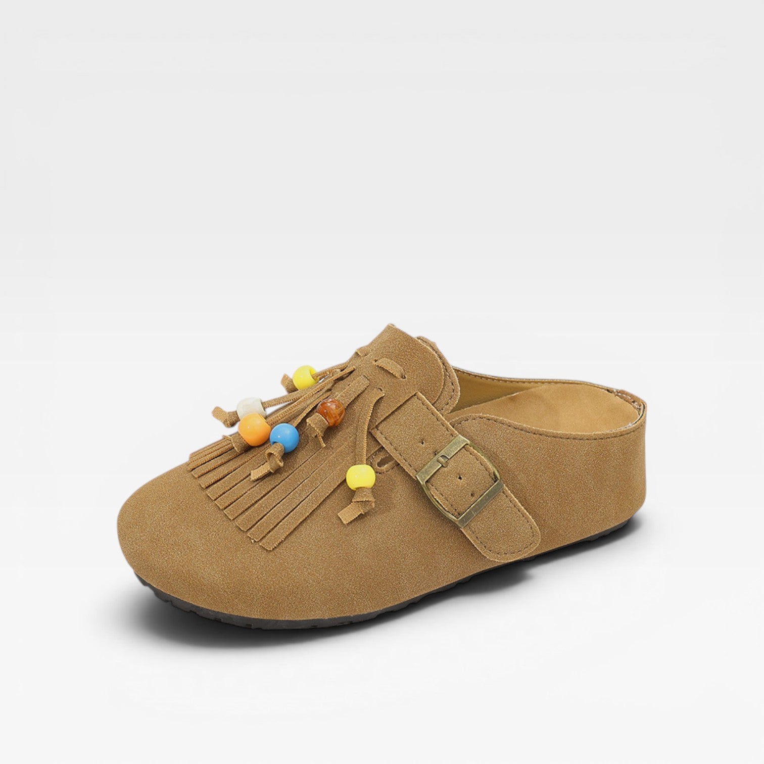 Women’s Suede Boho Clogs – Slip-On Fringe Mules