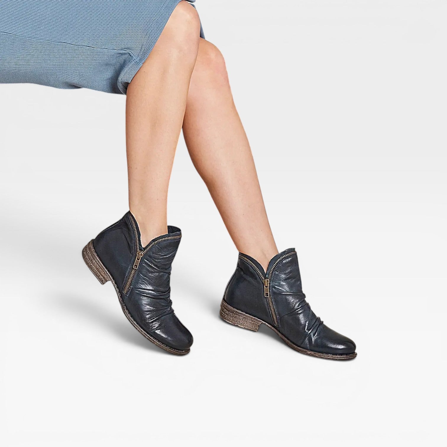 Women's Leather Ankle Boots – Side Zip Comfort Booties