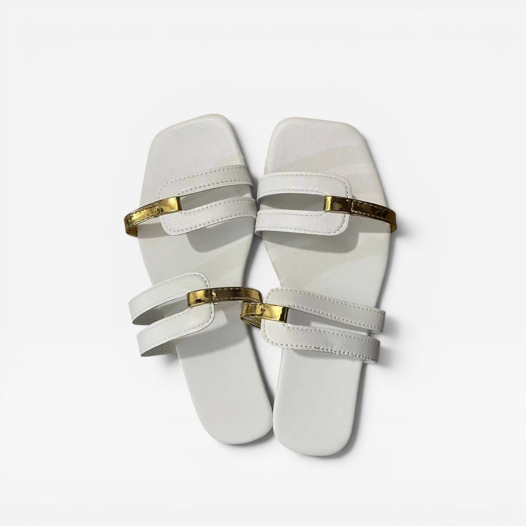Sandales plates à enfiler pour femmes – Style estival élégant à deux brides et bout carré