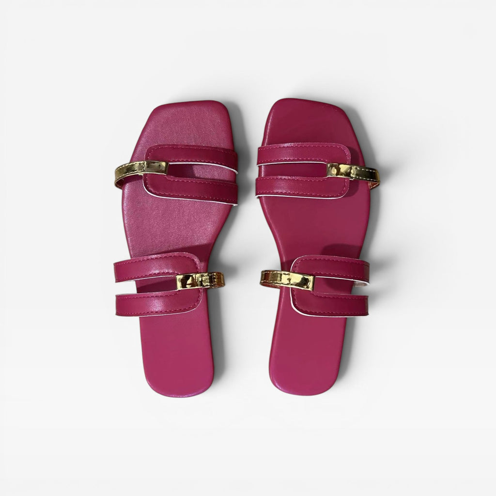 Sandales plates à enfiler pour femmes – Style estival élégant à deux brides et bout carré