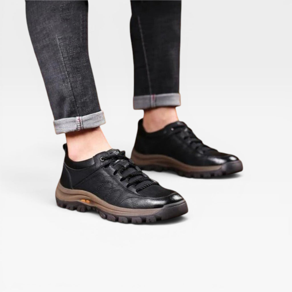 Chaussures en cuir pour hommes – Chaussures de marche décontractées confortables et rembourrées pour tous les jours