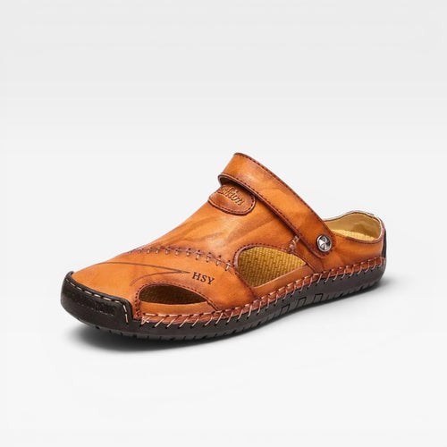 Men's Leather Fisherman Sandals – Classic Closed Toe Adjustable Buckle Style
