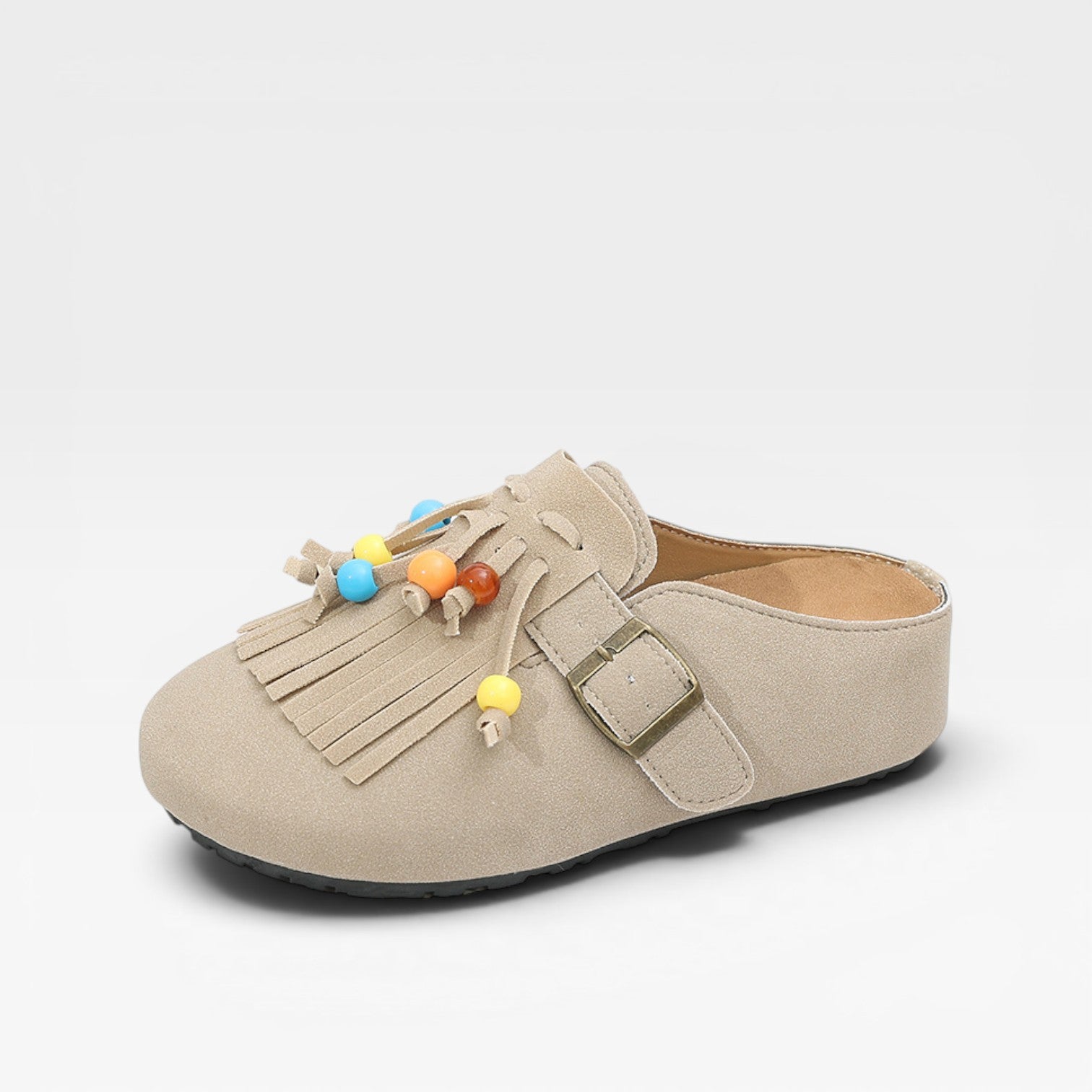 Women’s Suede Boho Clogs – Slip-On Fringe Mules
