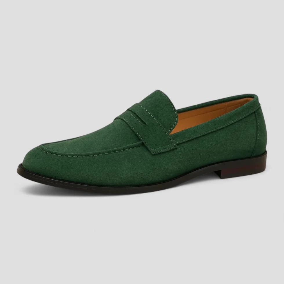 Men’s Suede Penny Loafers – Classic Slip-On Dress Shoes