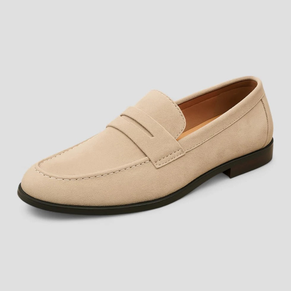Men’s Suede Penny Loafers – Classic Slip-On Dress Shoes