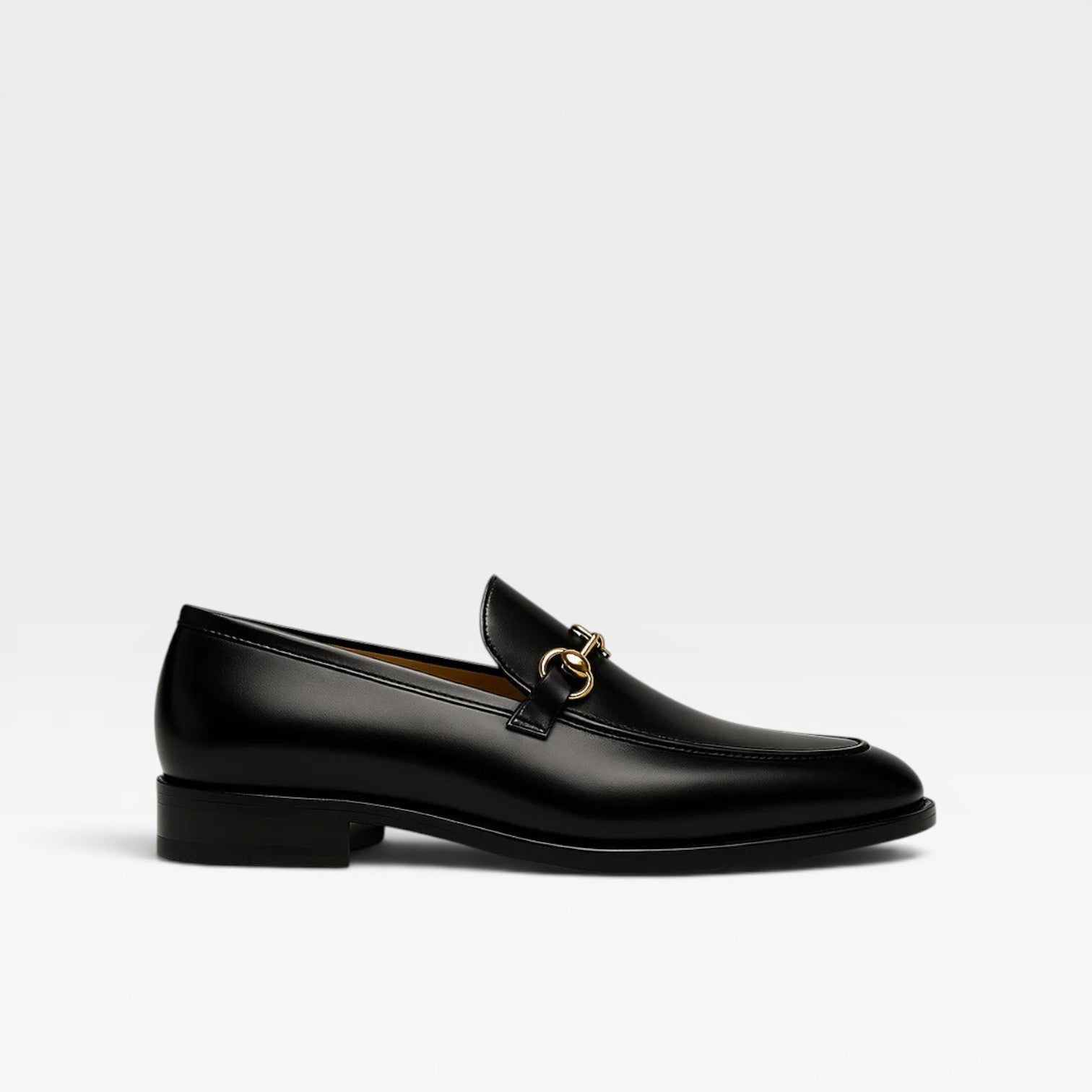 Men's Leather Horsebit Loafers – Elegant Gold Buckle Slip On Dress Shoes