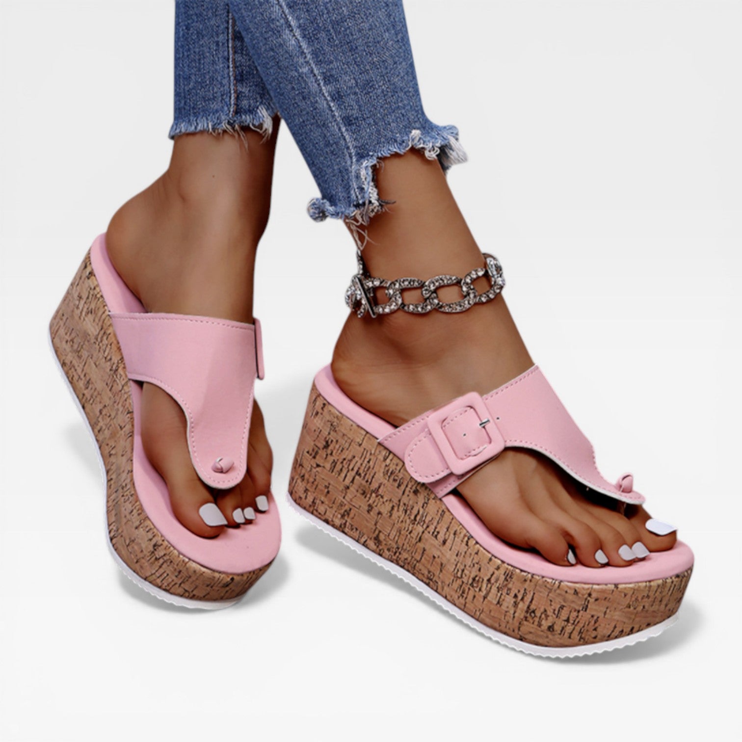 Women’s Platform Wedge Sandals – Comfortable Summer Thong Sandals