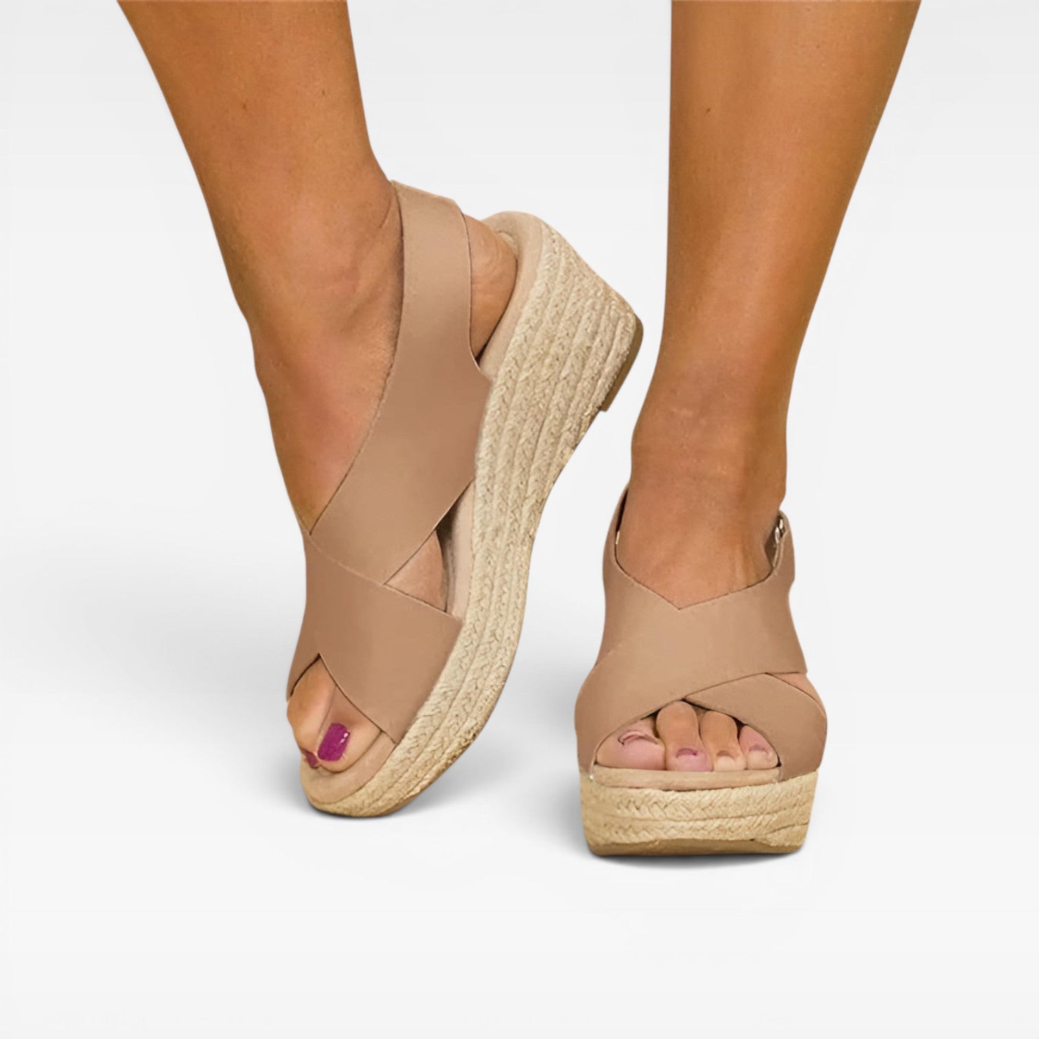 Women’s Espadrille Wedge Sandals – Cross Strap Summer Platform Shoes