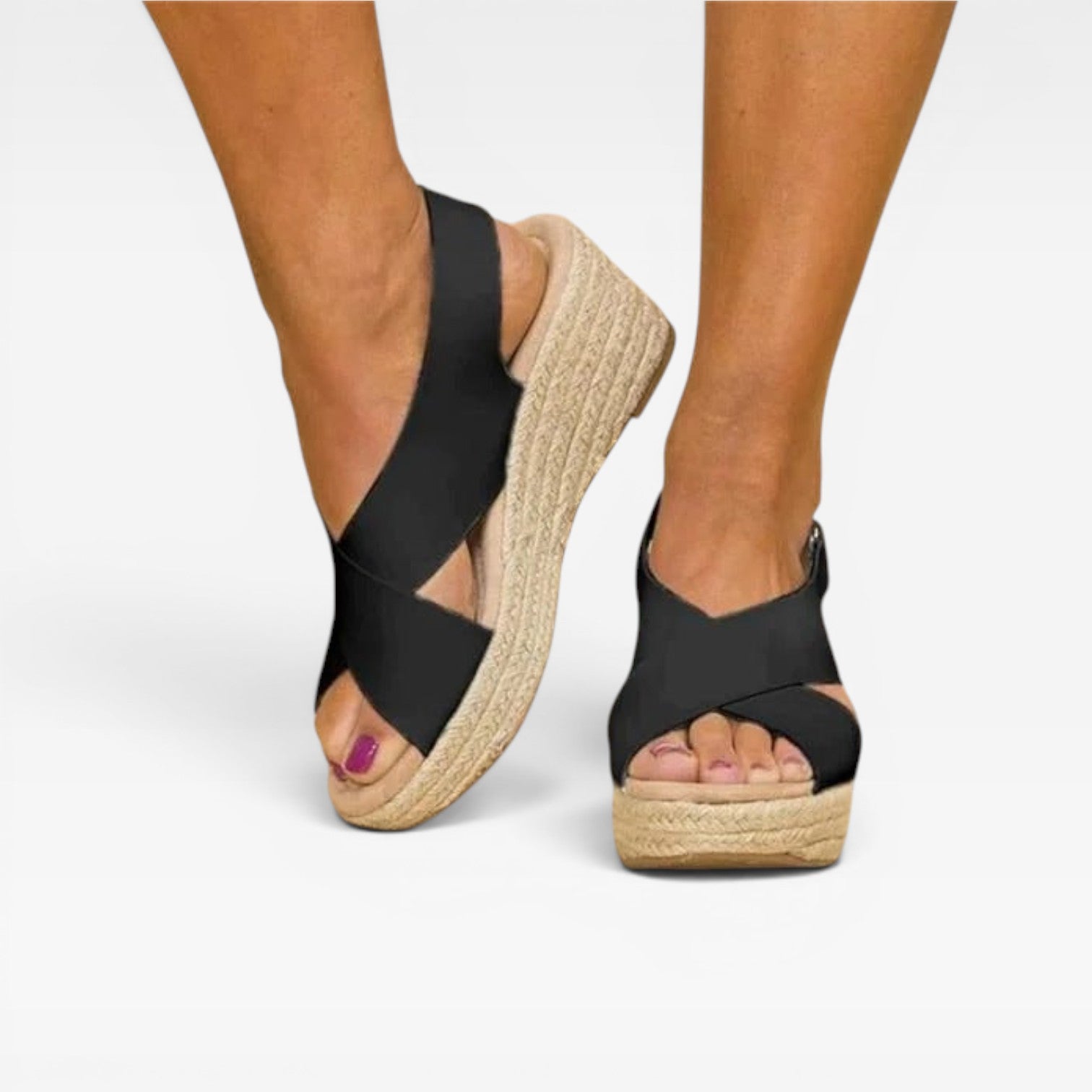 Women’s Espadrille Wedge Sandals – Cross Strap Summer Platform Shoes