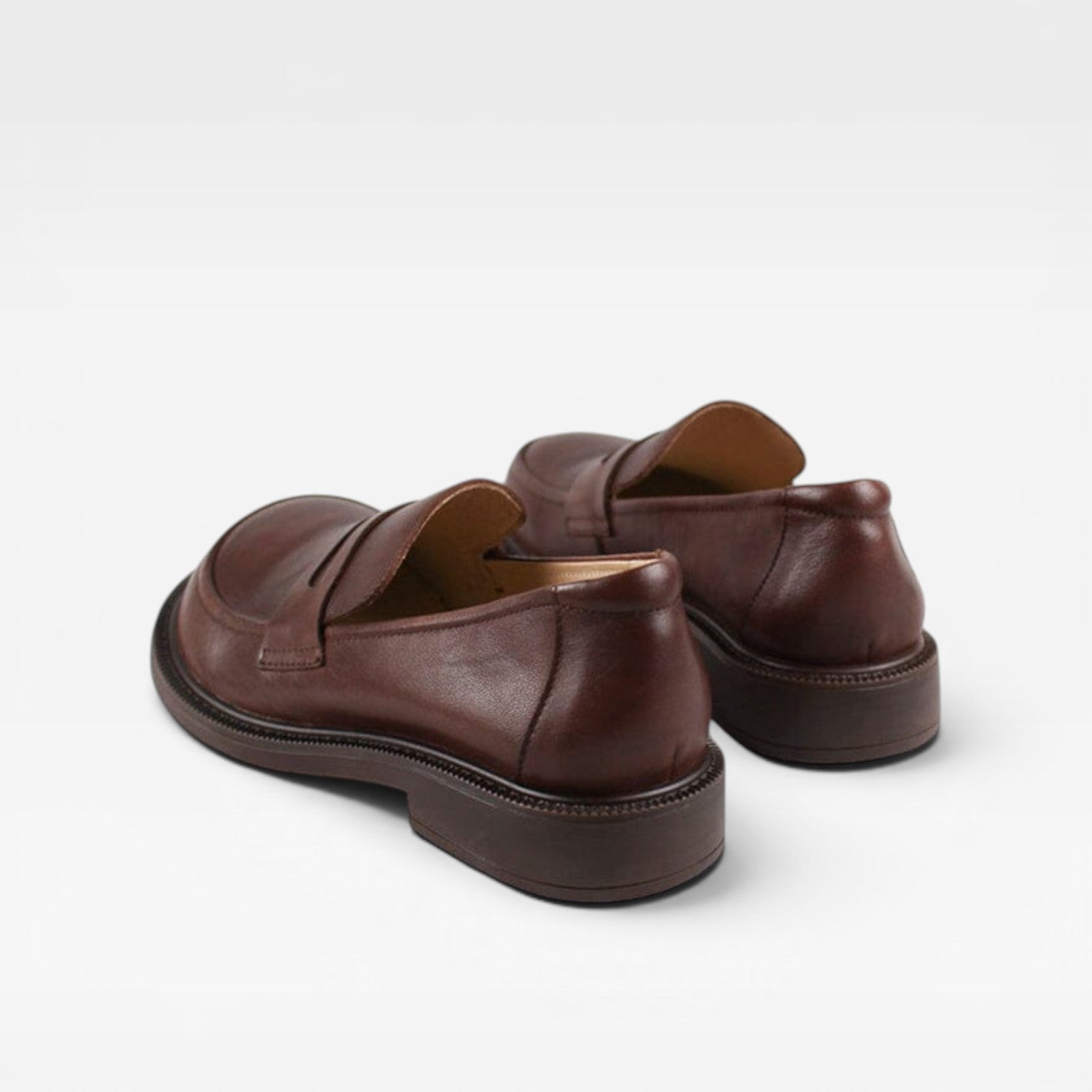 Mocassins penny en cuir véritable pour femmes – Chaussures classiques à enfiler à bout rond