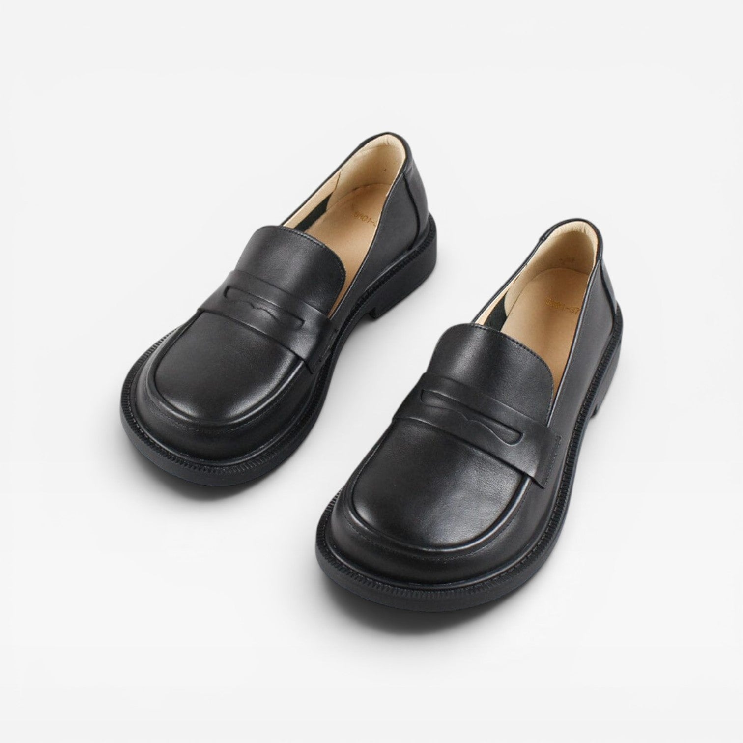 Mocassins penny en cuir véritable pour femmes – Chaussures classiques à enfiler à bout rond