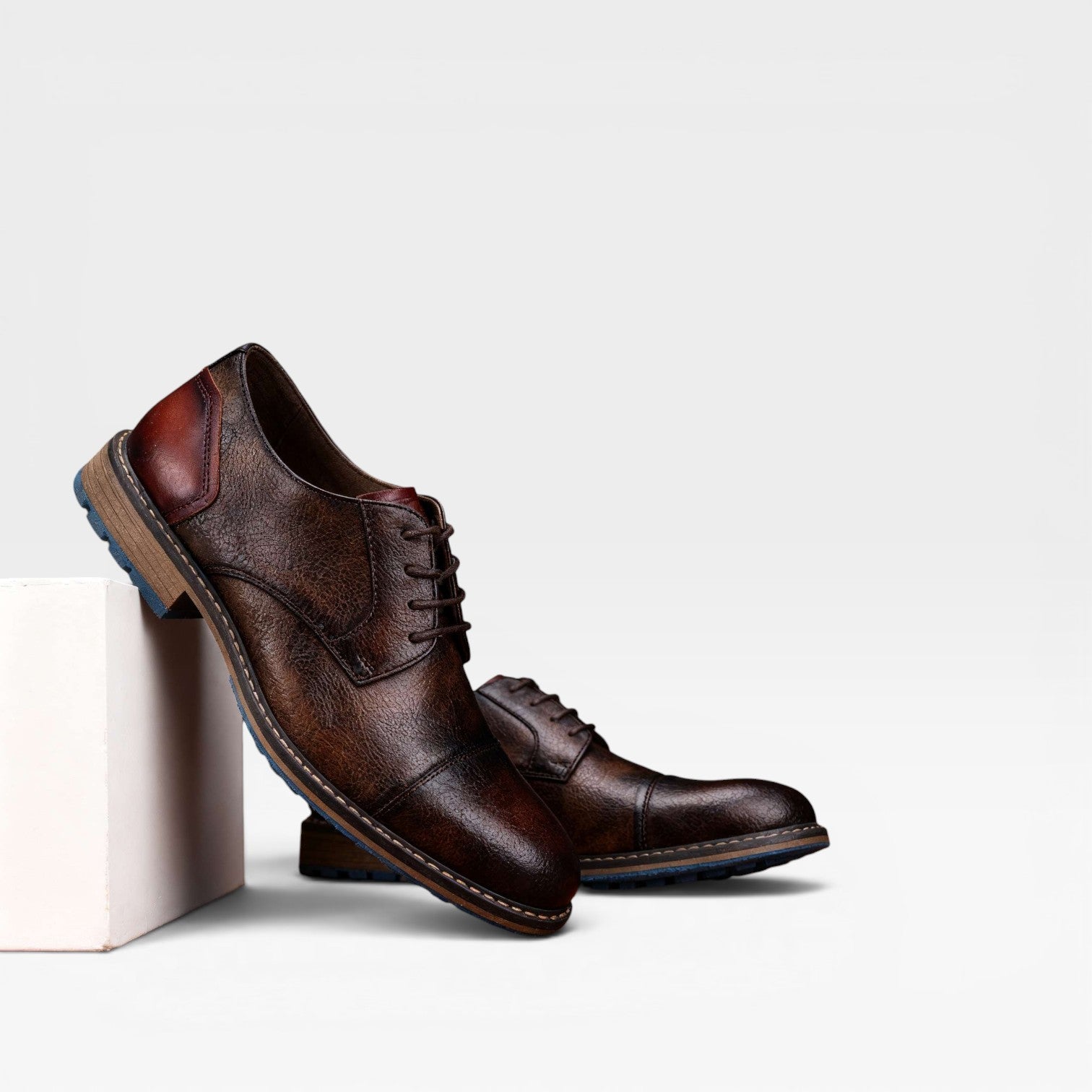 Men's Leather Cap Toe Derby Shoes – Classic Lace Up Formal Dress Shoes for Special Occasions