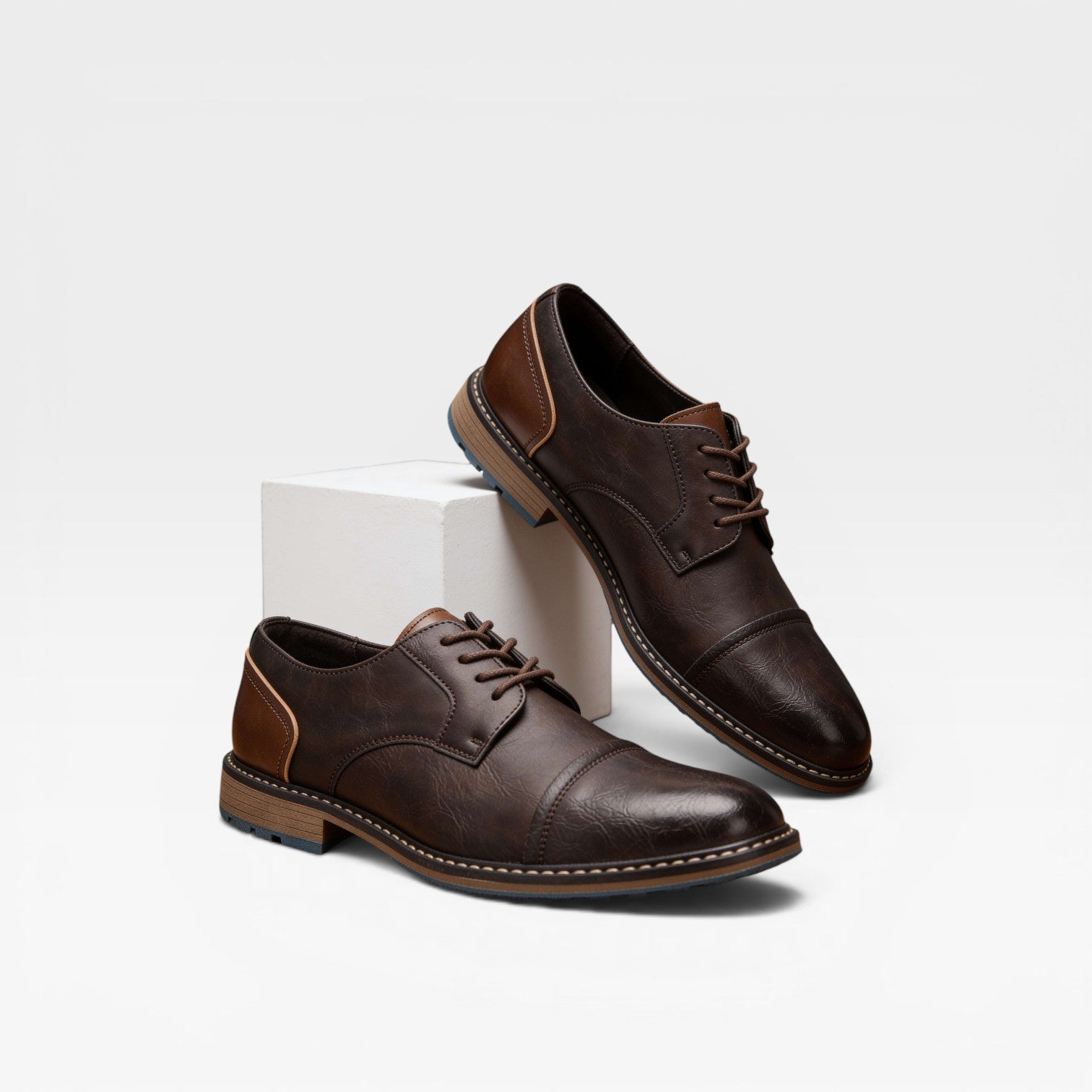 Men's Leather Cap Toe Derby Shoes – Classic Lace Up Formal Dress Shoes for Special Occasions
