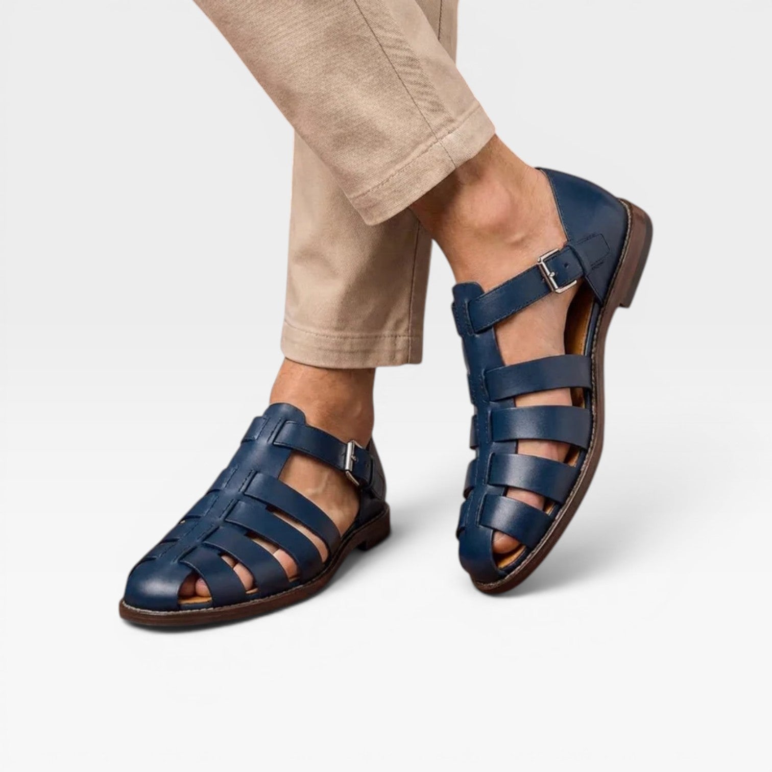 Sandales de pêcheur en cuir pour hommes – Style estival classique à bout fermé  