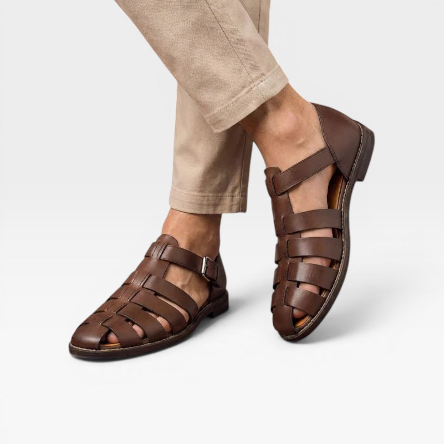 Sandales de pêcheur en cuir pour hommes – Style estival classique à bout fermé  