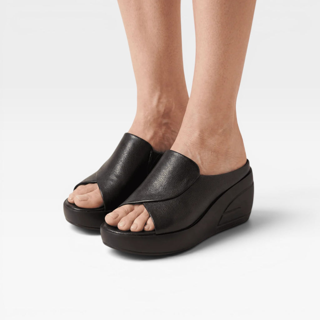 Sandales compensées confortables pour femmes – Mules à enfiler avec plateforme rembourrée
