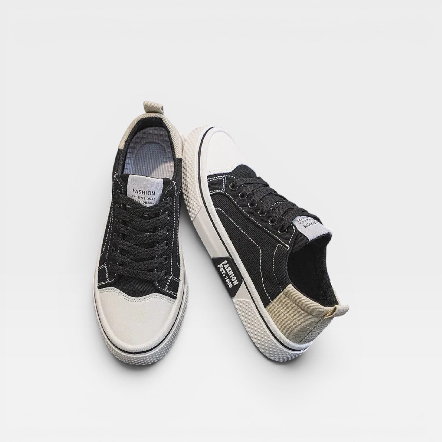 Men's Canvas Lace Up Trainers – Casual Low Top Sneakers