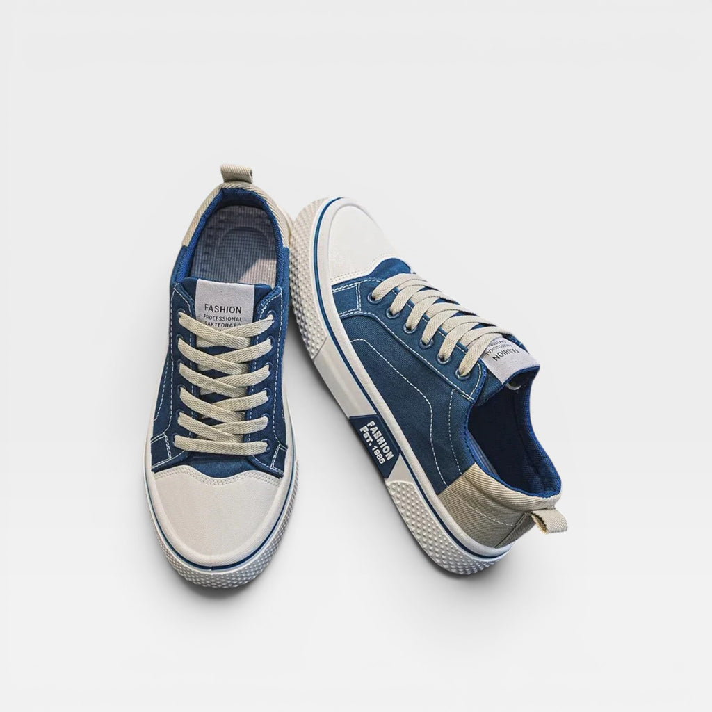 Men's Canvas Lace Up Trainers – Casual Low Top Sneakers
