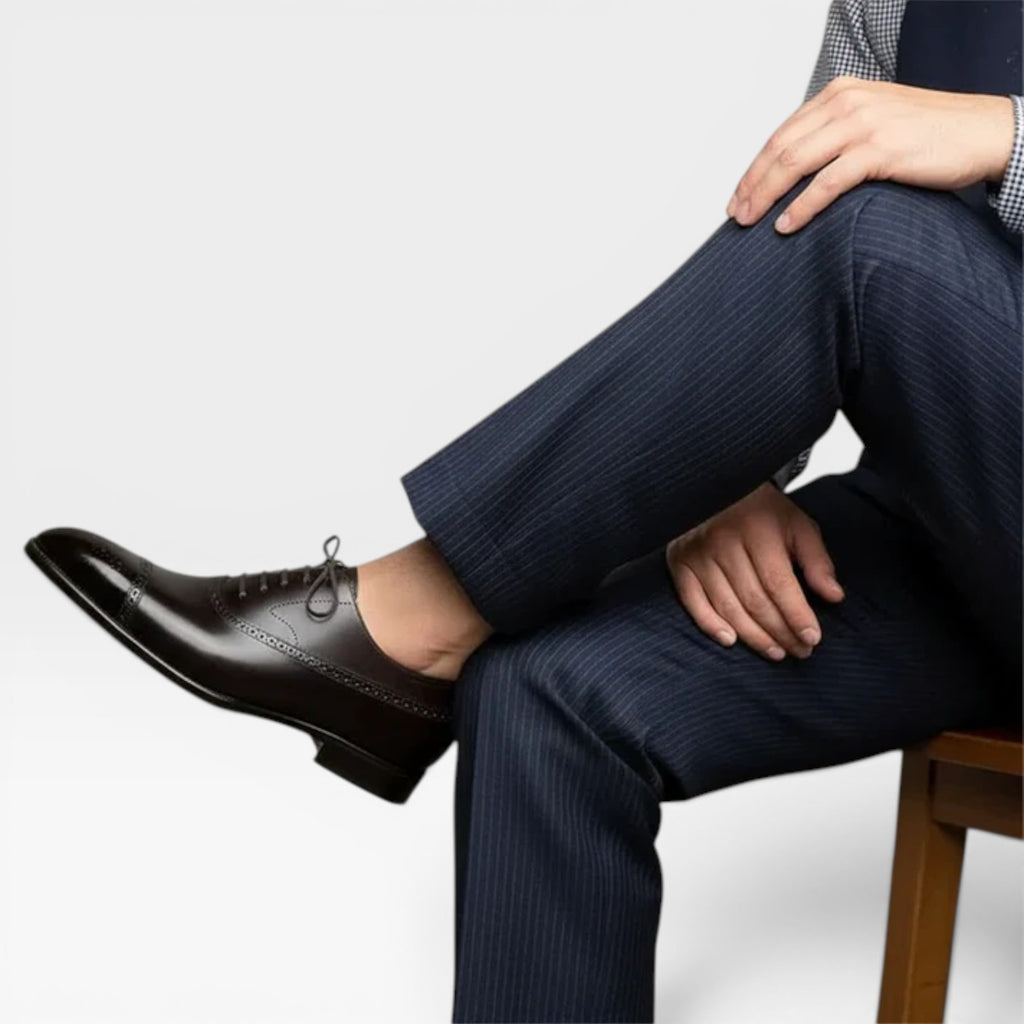 Men's Brogue Oxford Shoes – Classic Leather Lace Up Cap Toe Dress Shoes