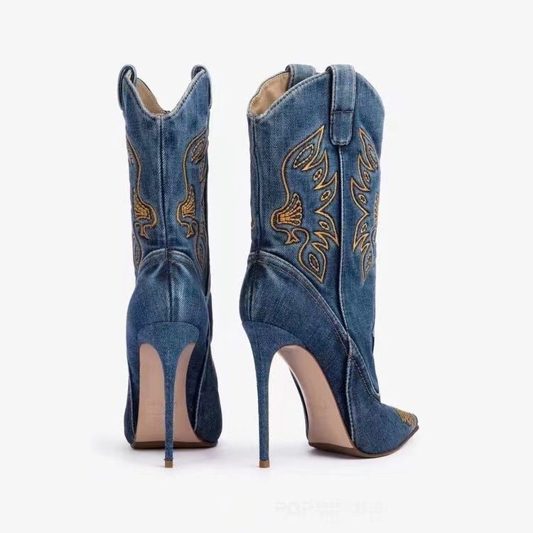 Women's Chic Pointed Toe Heeled Cowboy Boots