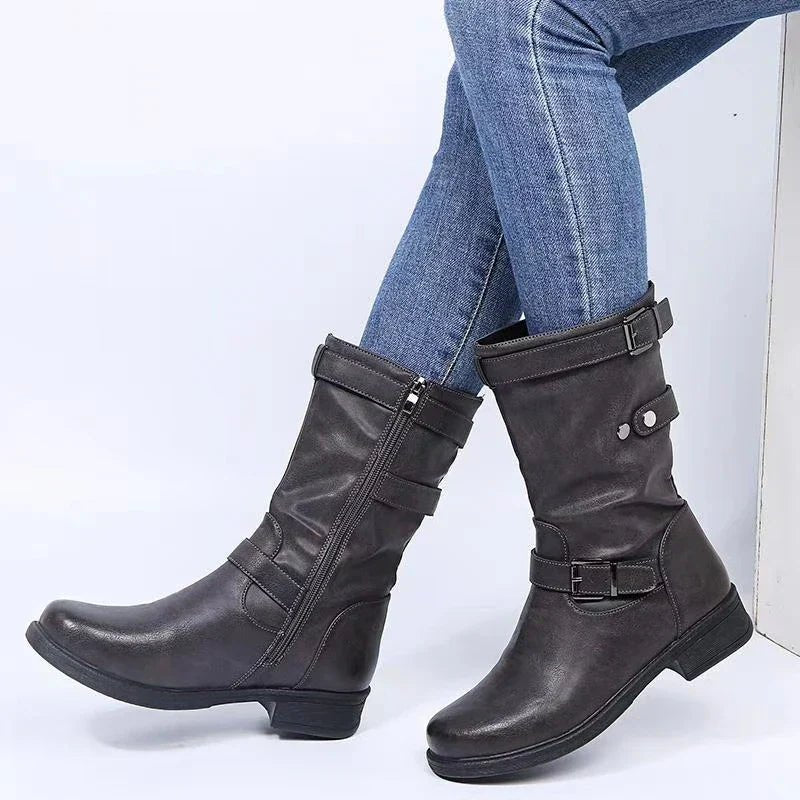 Women's Stylish Heeled Biker Boots