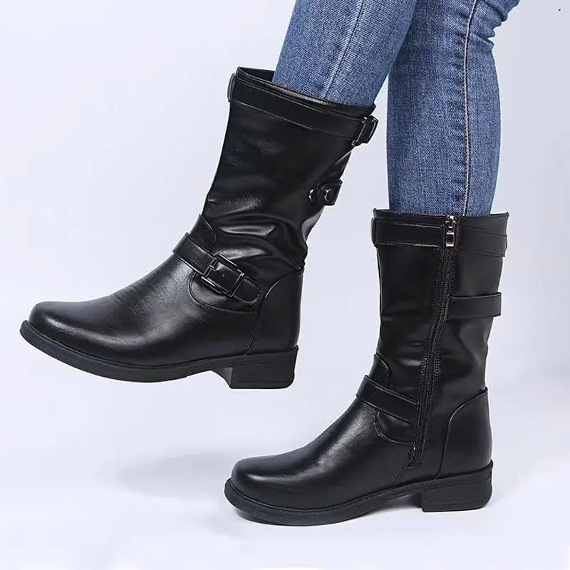 Women's Stylish Heeled Biker Boots