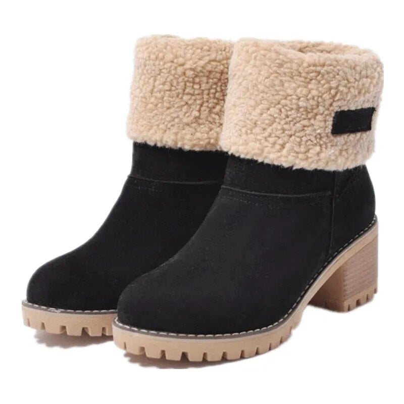 Women's Cosy Heeled Winter Ankle Boots