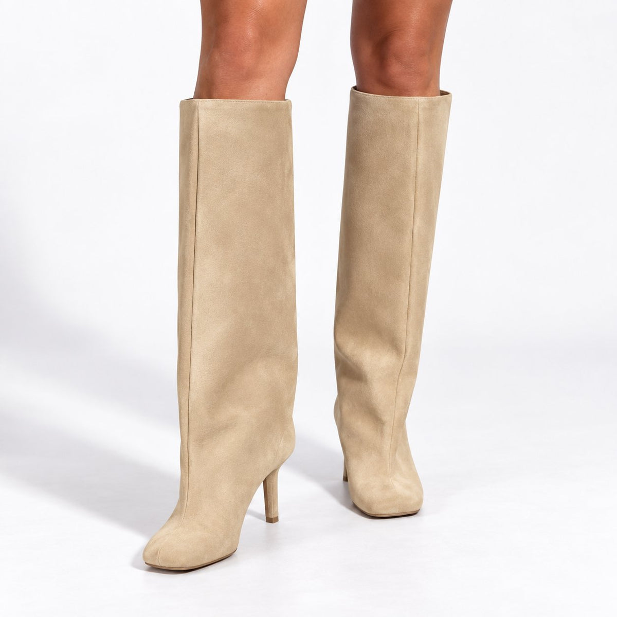 Women's Suede Knee High Heeled Boots