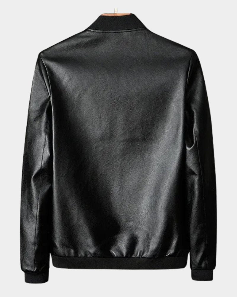 Men's Classic Faux Leather Bomber Jacket