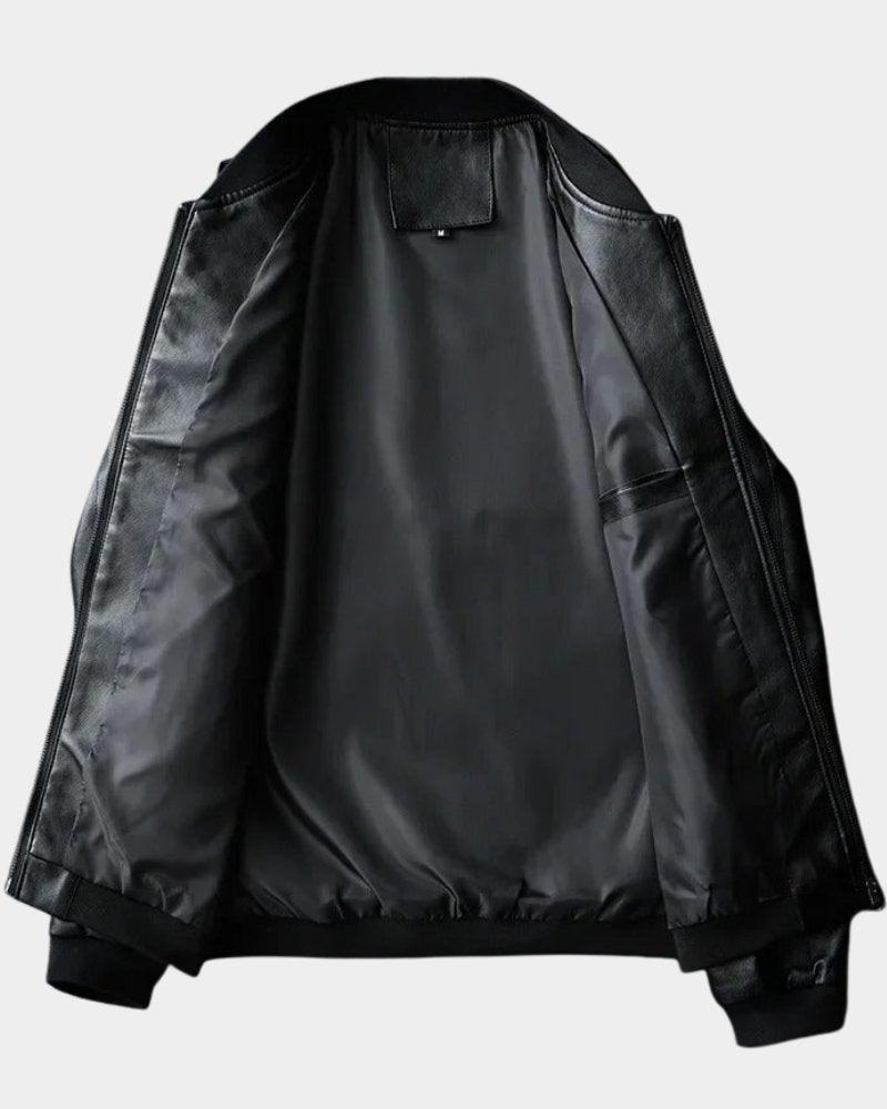 Men's Classic Faux Leather Bomber Jacket